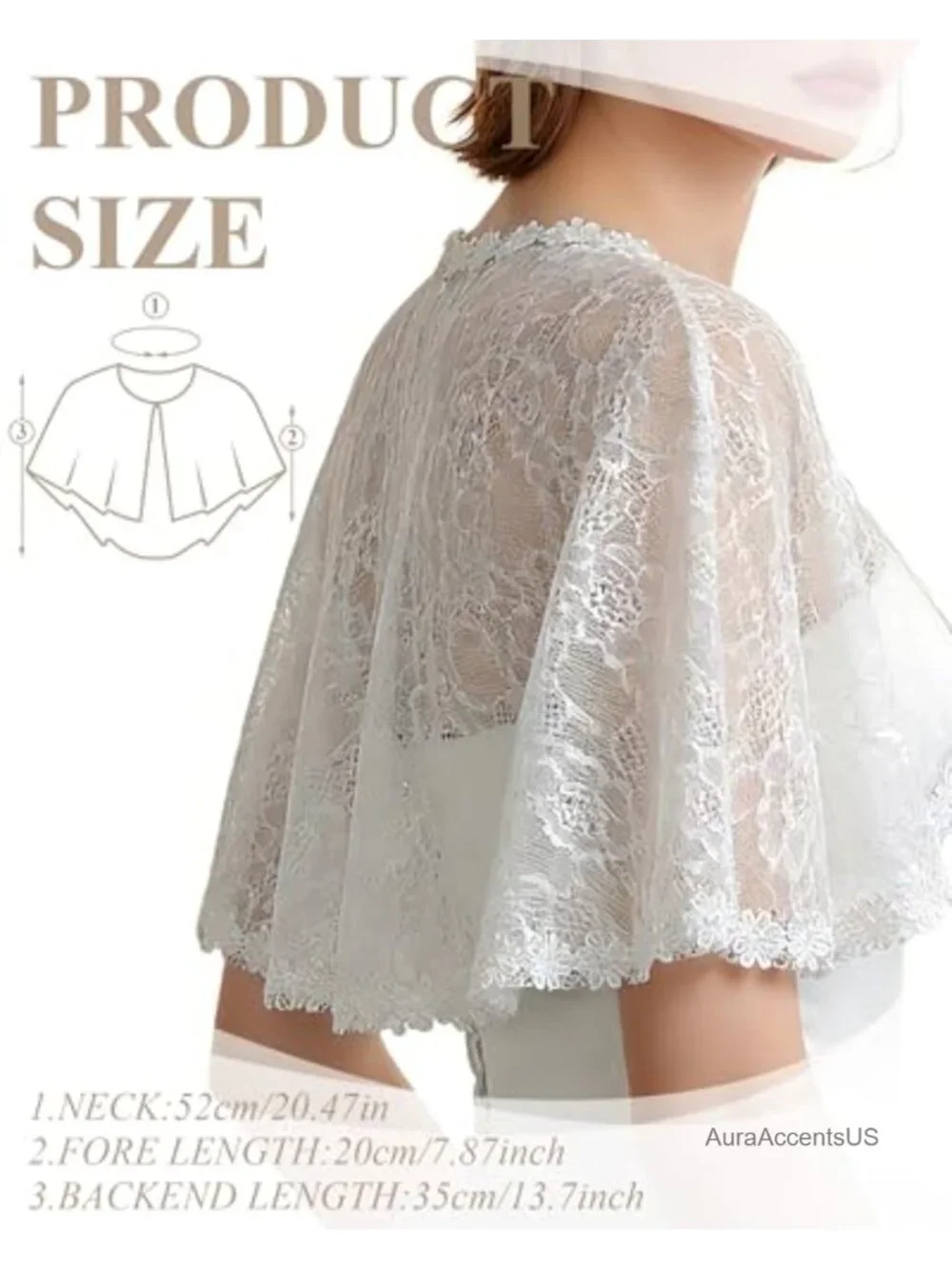 Elegant Lace Cape Shawl Wrap for Bridal Evening Dresses
